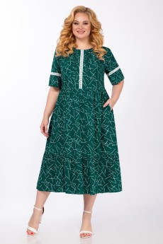 Платье 2060-1 зеленый принт  Элль-стиль