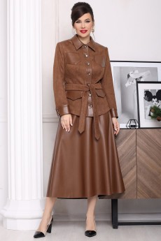 Костюм с юбкой 2505-1 коричневый Мода-Юрс