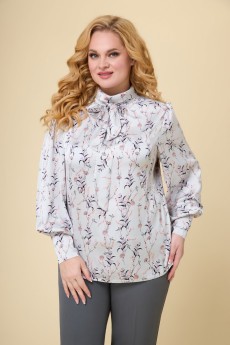 Блузка 1734 серый + молочный Svetlana Style
